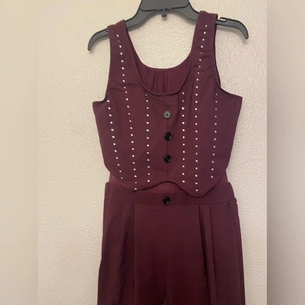 WEISSMAN Dance Costume menswear Take On Me 15754 burgundy vest jumpsuit SA adult
